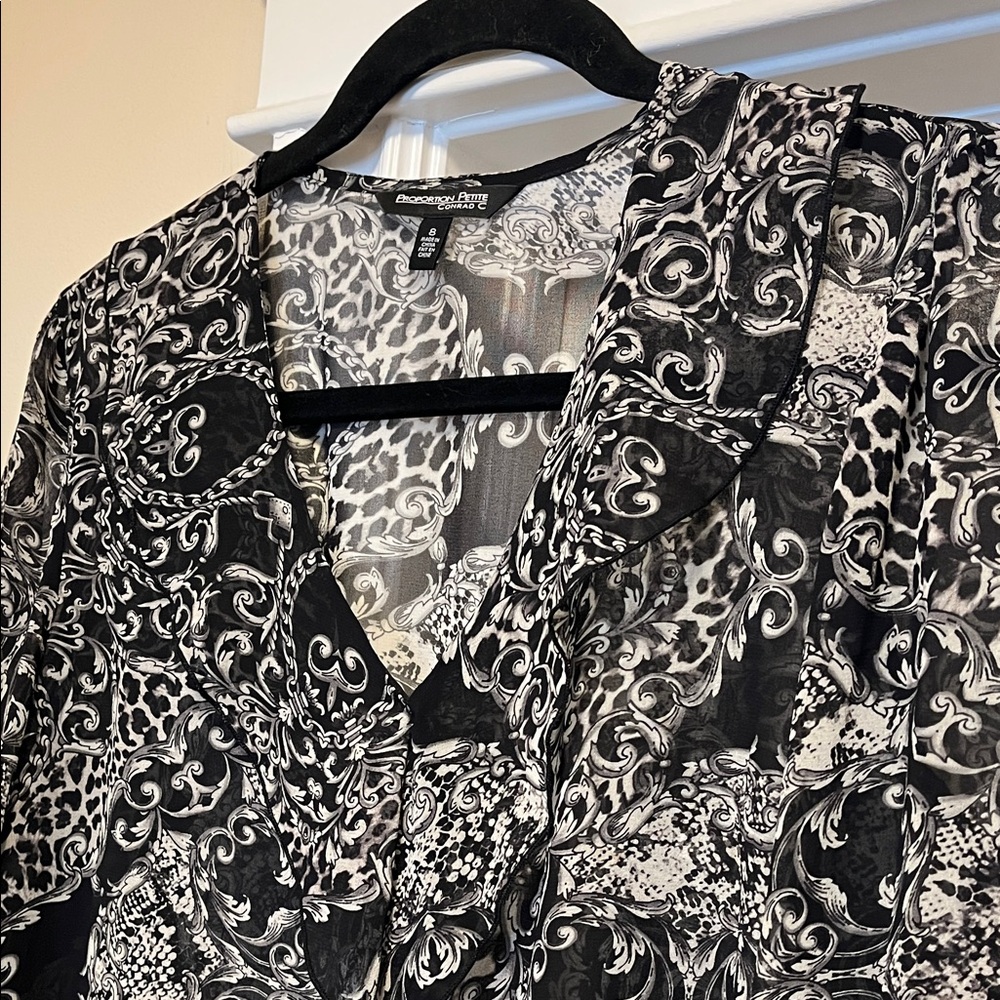 Y2K Sheer Paisley Ruffle Blouse - Picture 4 of 13